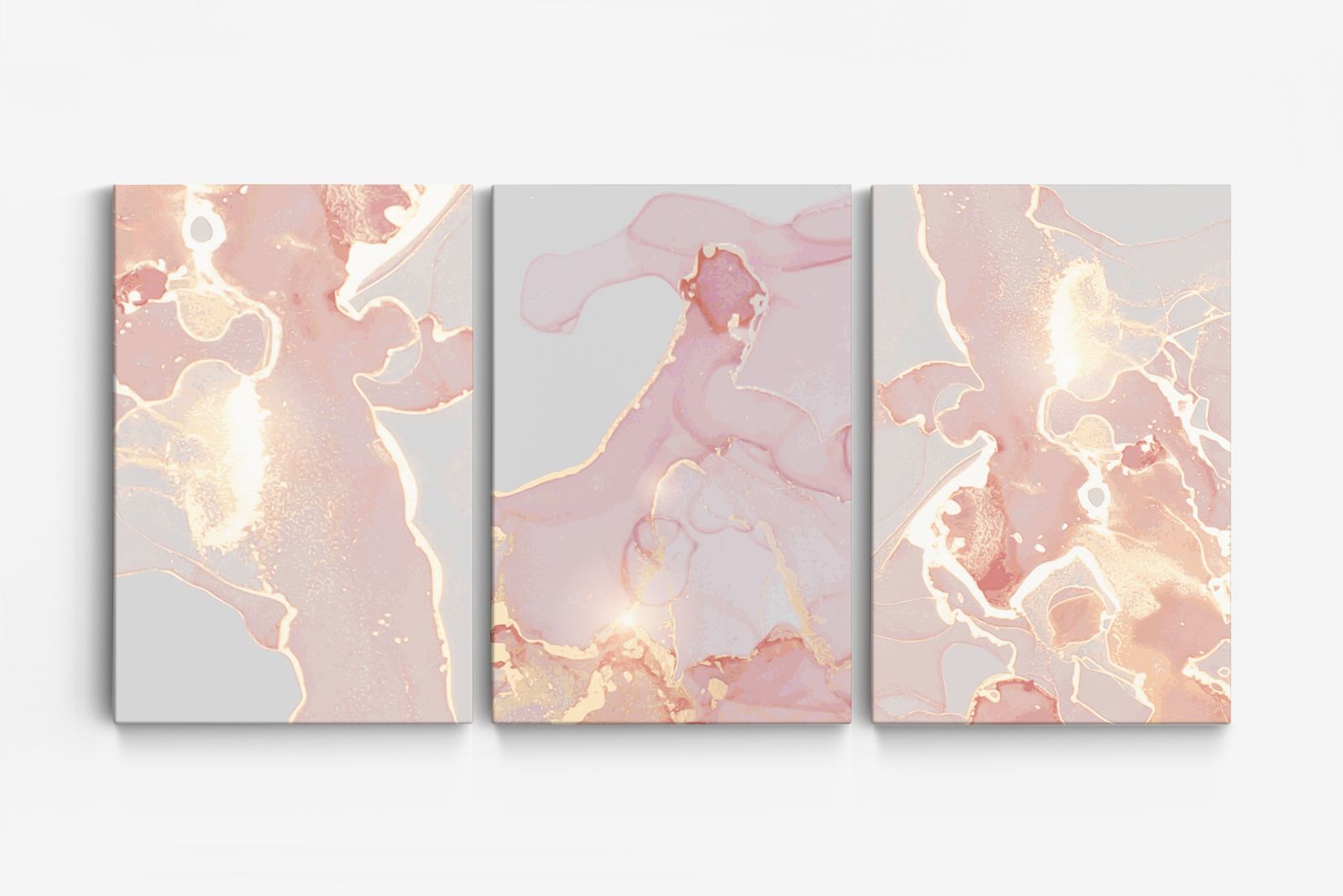 Abstracte Roze Canvas Kunst - Set van 3
