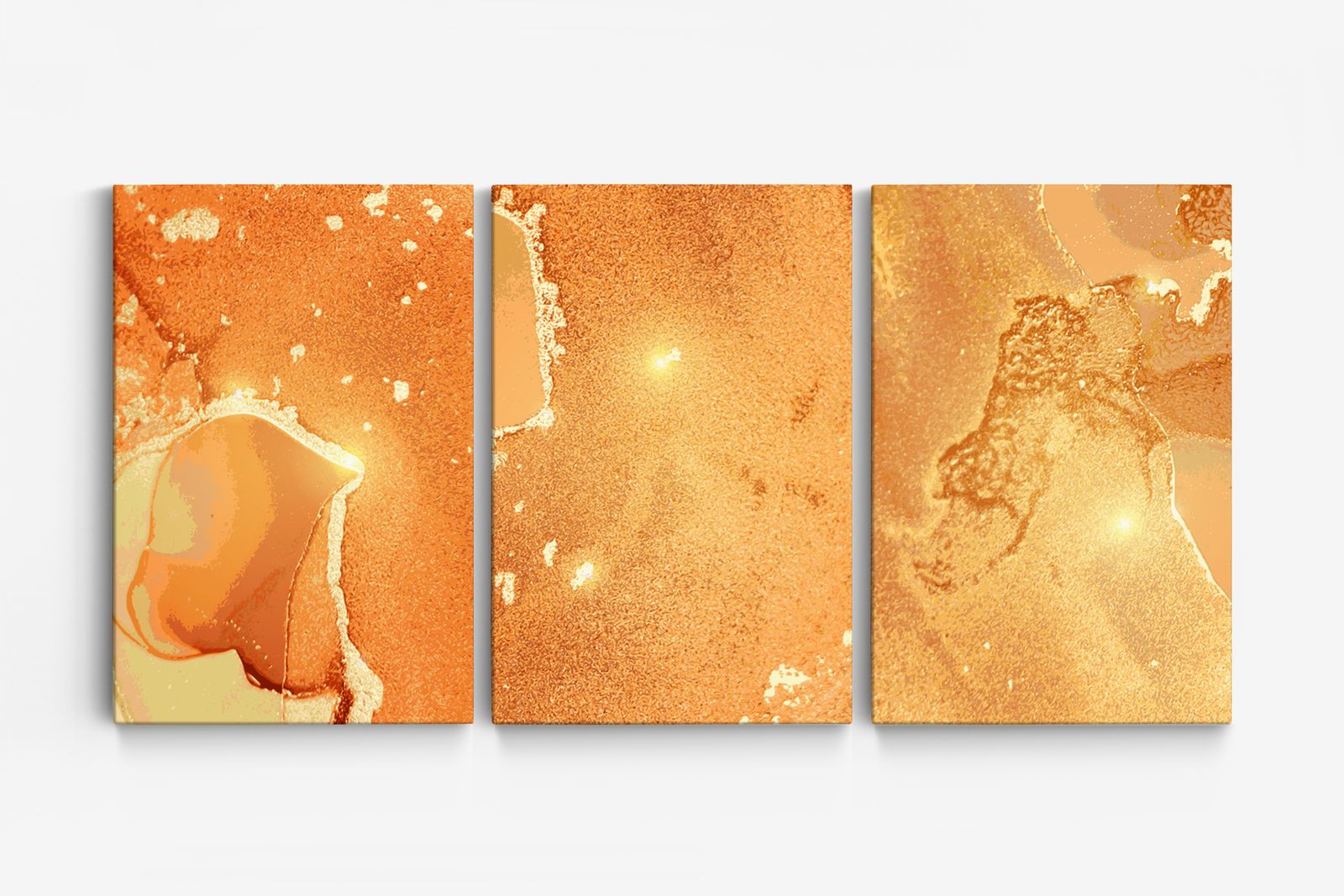 Abstract Oranje Canvas - Set van 3