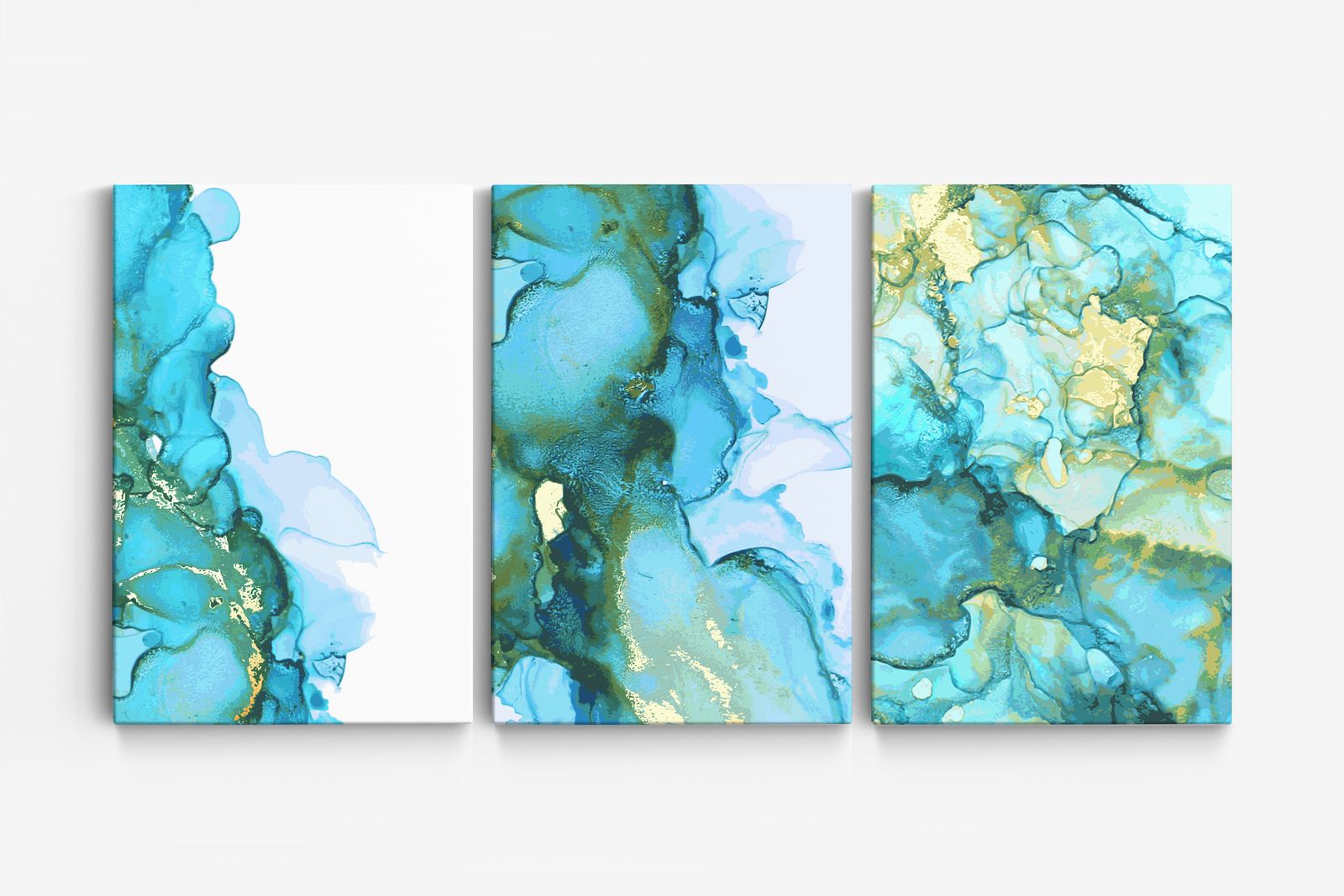 Abstract Blauw Canvas - Set van 3