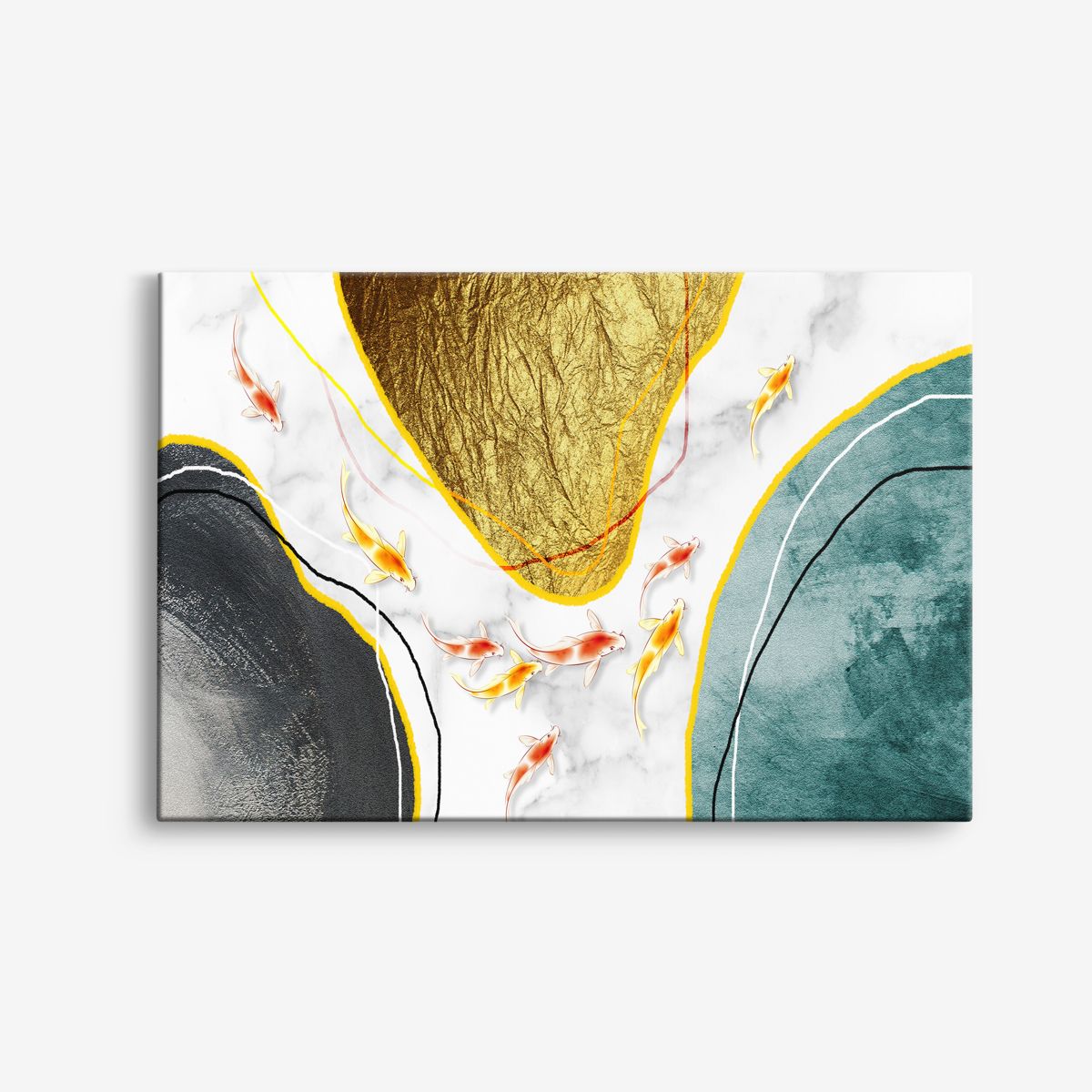 Abstract kunst canvas met vissen