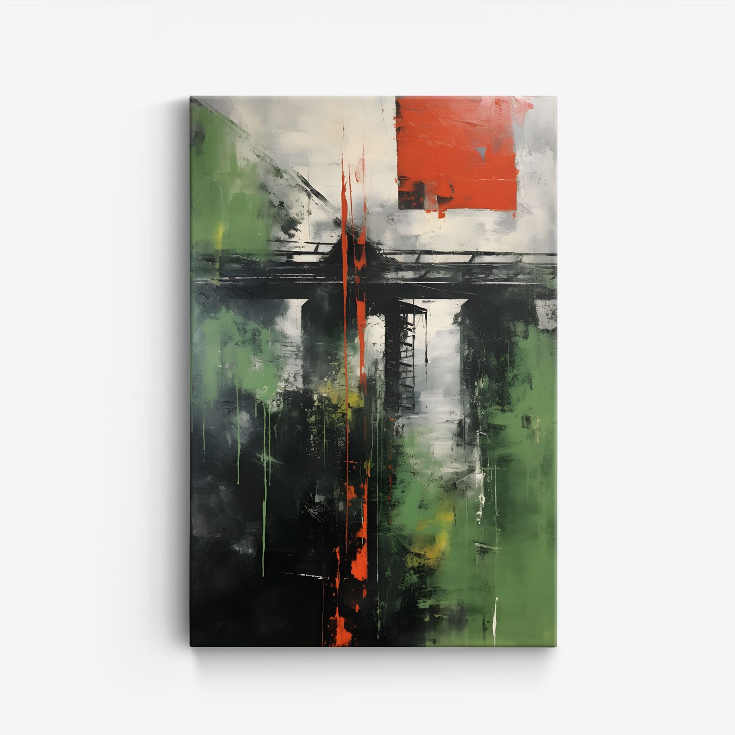Abstract Rood en Groen Canvas