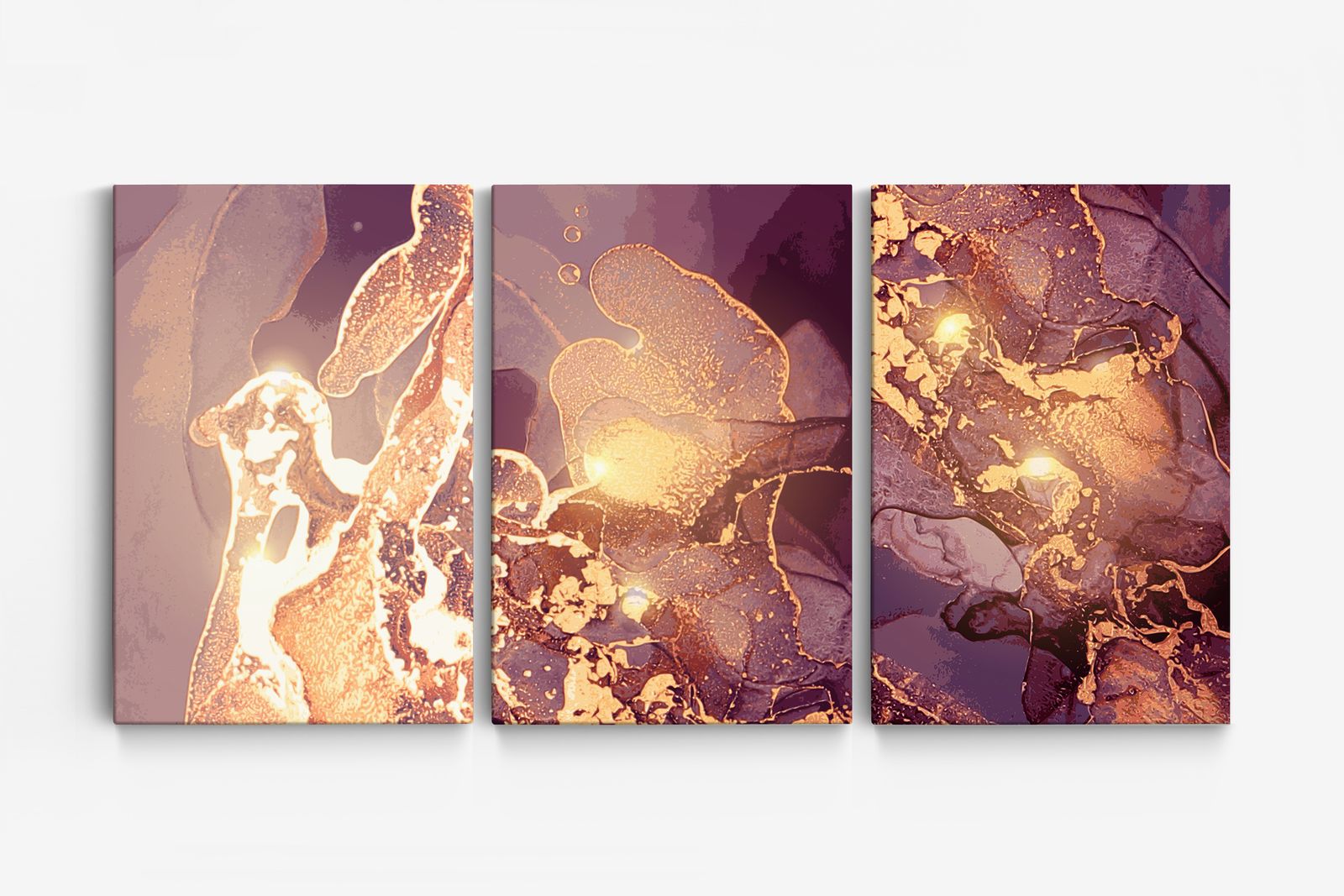 Abstracte Gouden Canvas Kunst - Set van 3