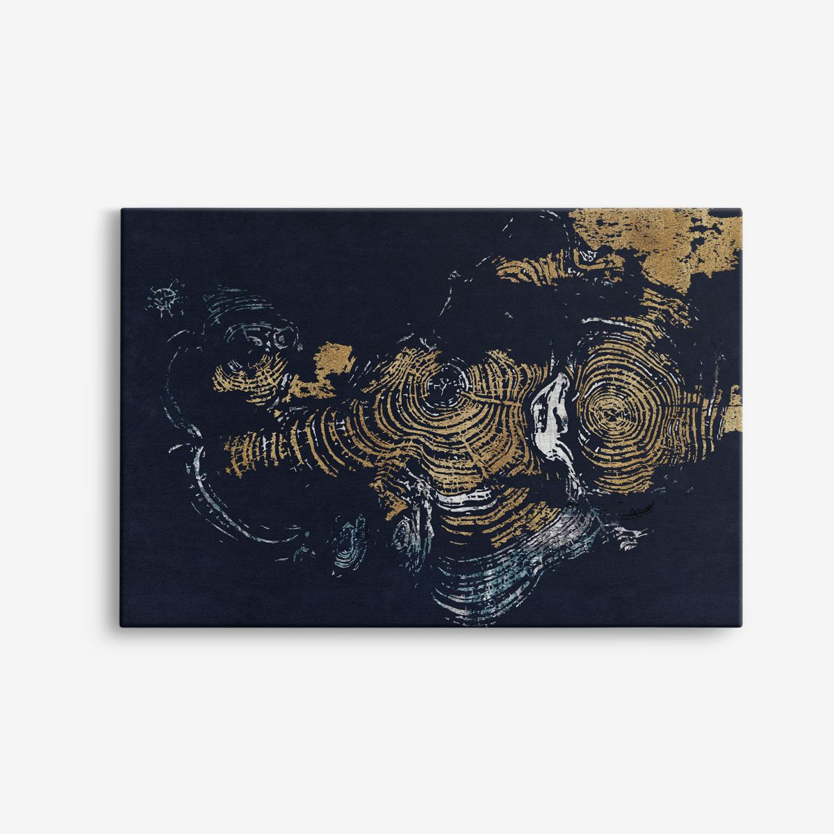 Abstract Marineblauw en Goud Canvas