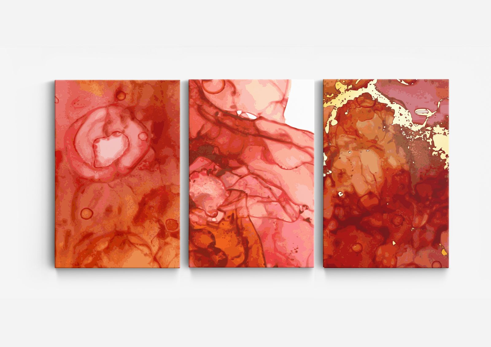 Abstract Rood Canvas Kunst - Set van 3