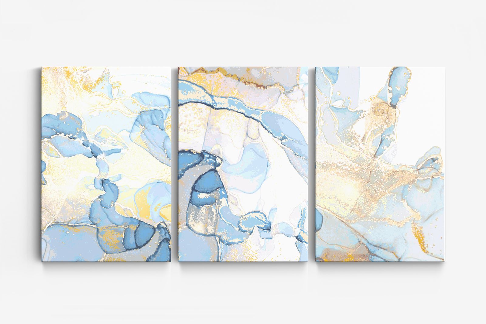 Abstract Blauw Canvas - Set van 3