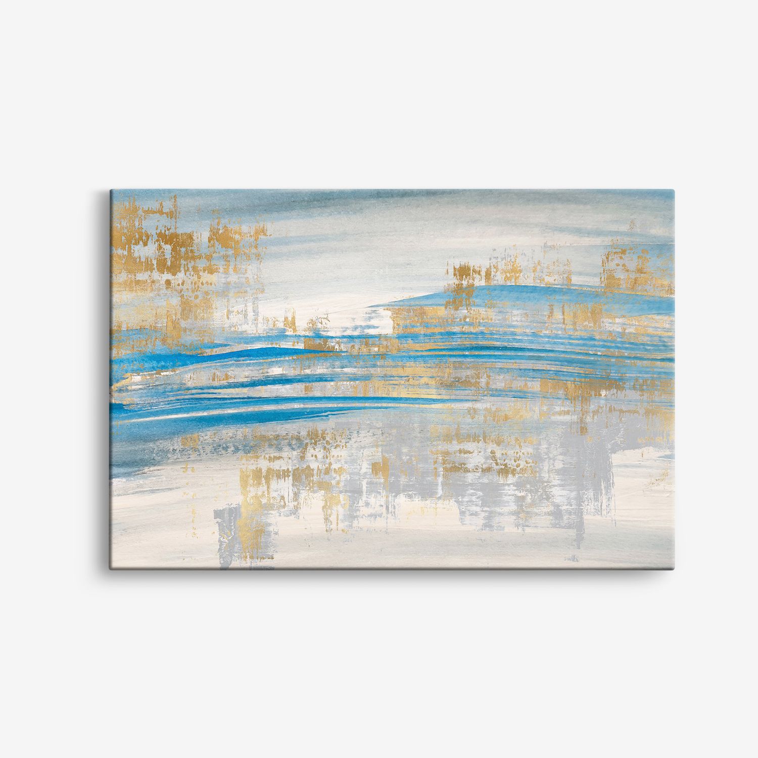 Abstract Blauw en Goud Canvas