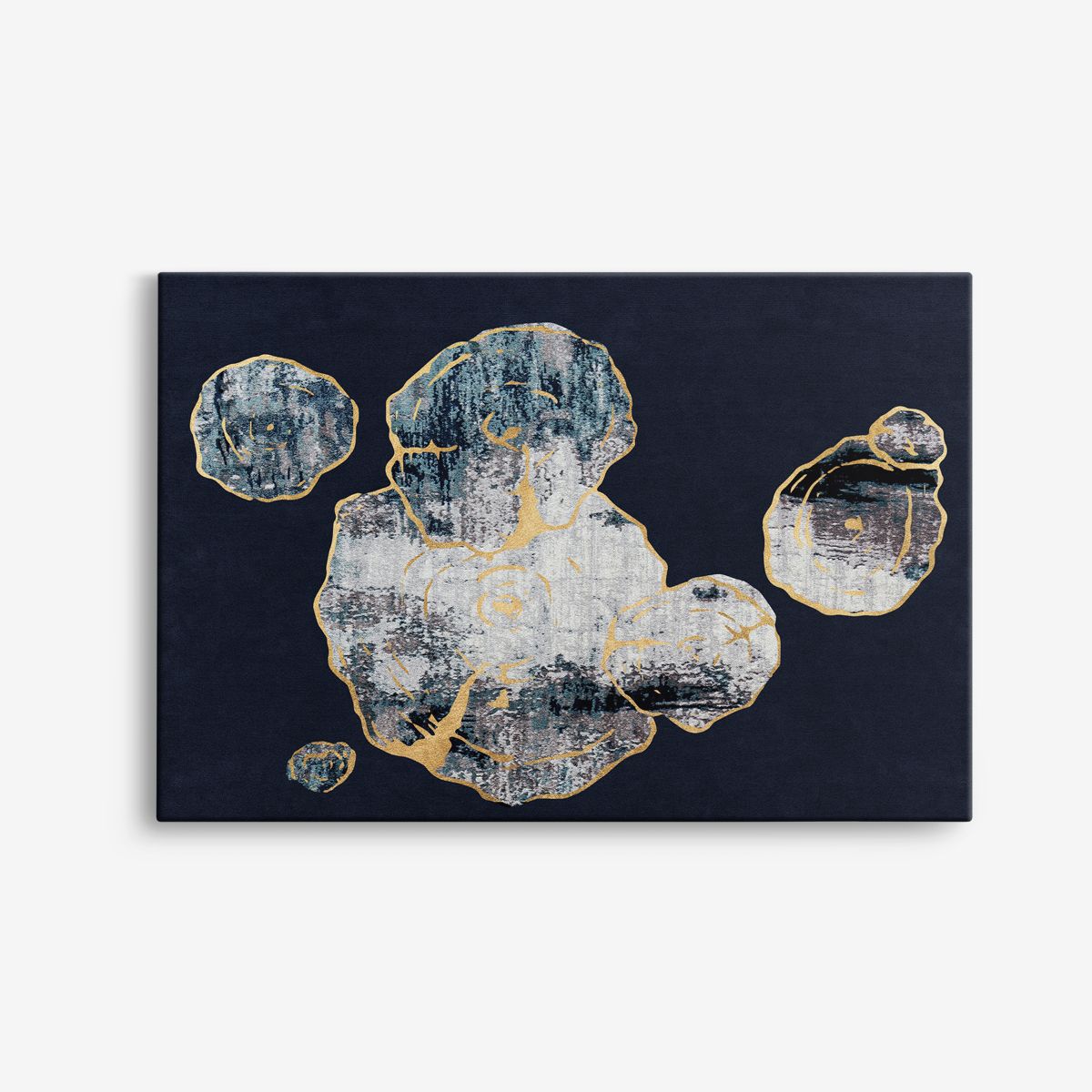 Abstract Blauw en Goud Canvas