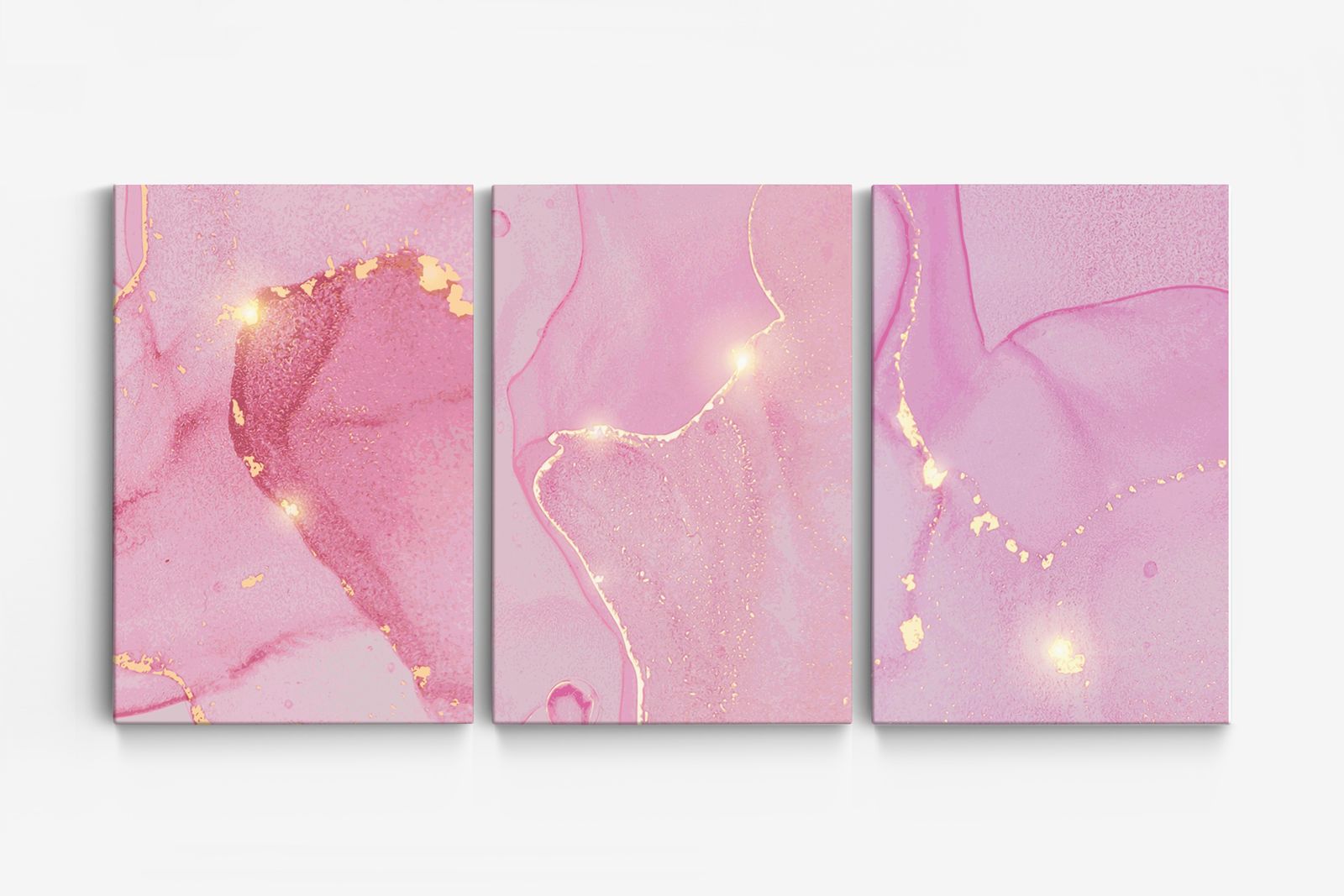 Abstract Roze Canvas Kunst - Set van 3