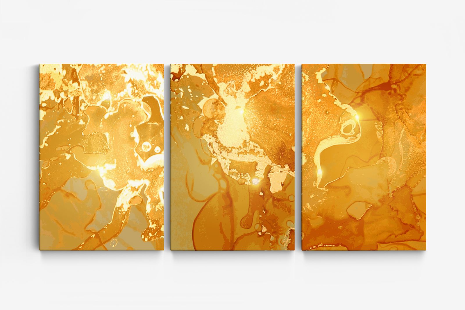 Abstract Gouden Canvas - Set van 3