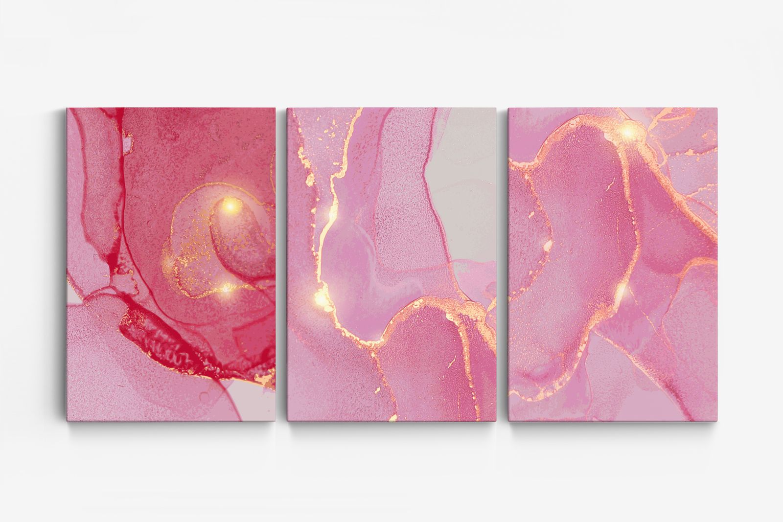 Roze Abstract Canvas - Set van 3