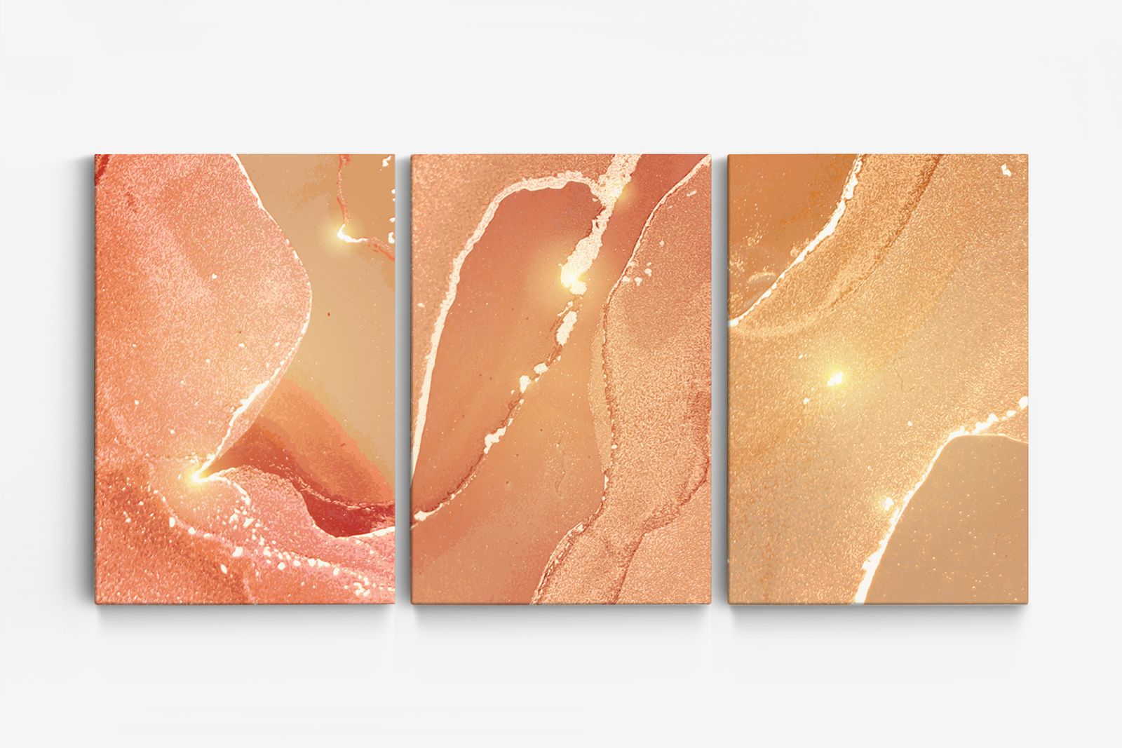 Abstract Perzik Canvas Kunst - Set van 3
