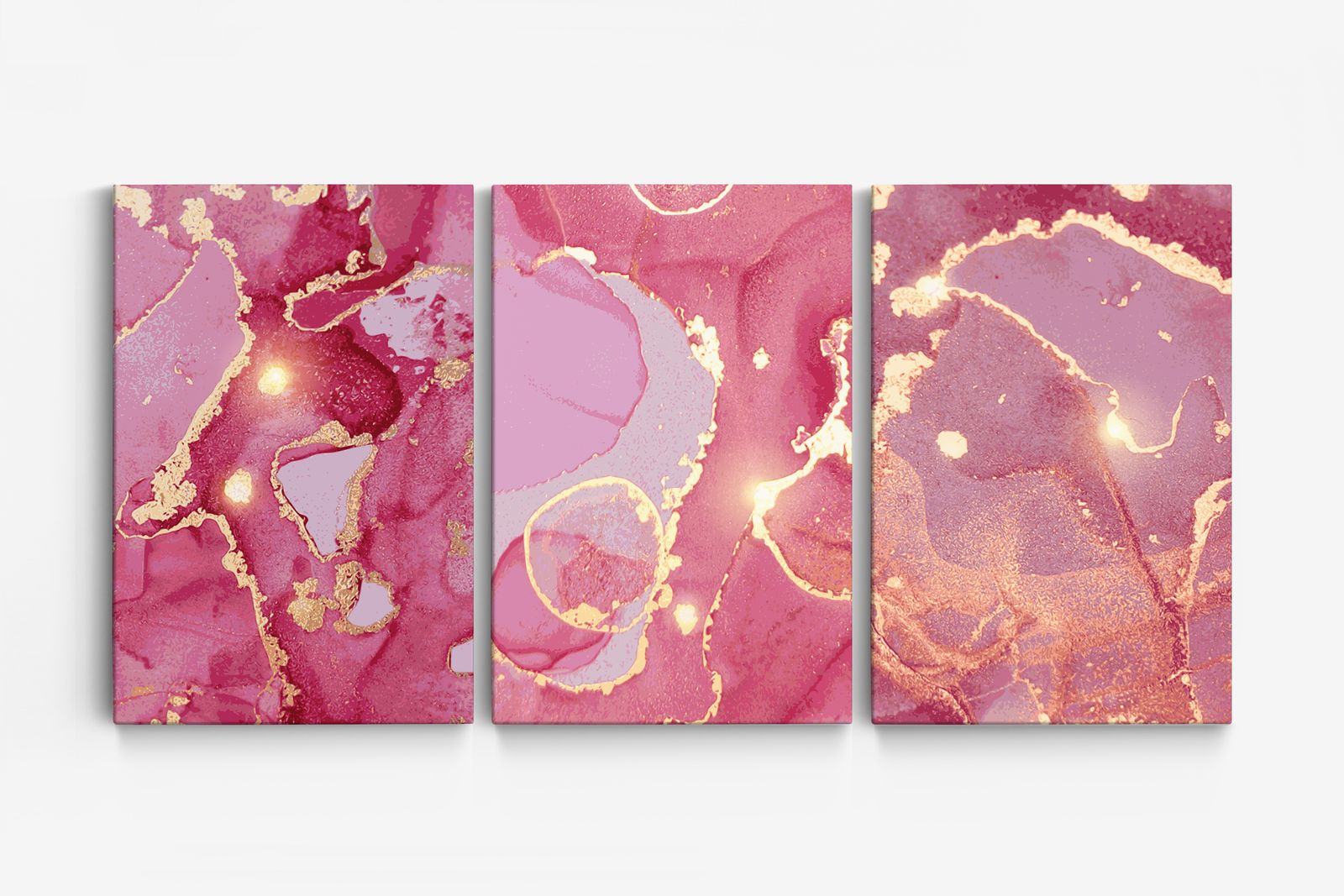 Abstract Roze Canvas Kunst - Set van 3