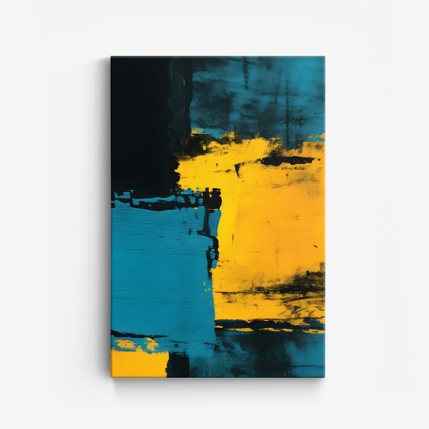 Abstract Geel en Blauw Canvas