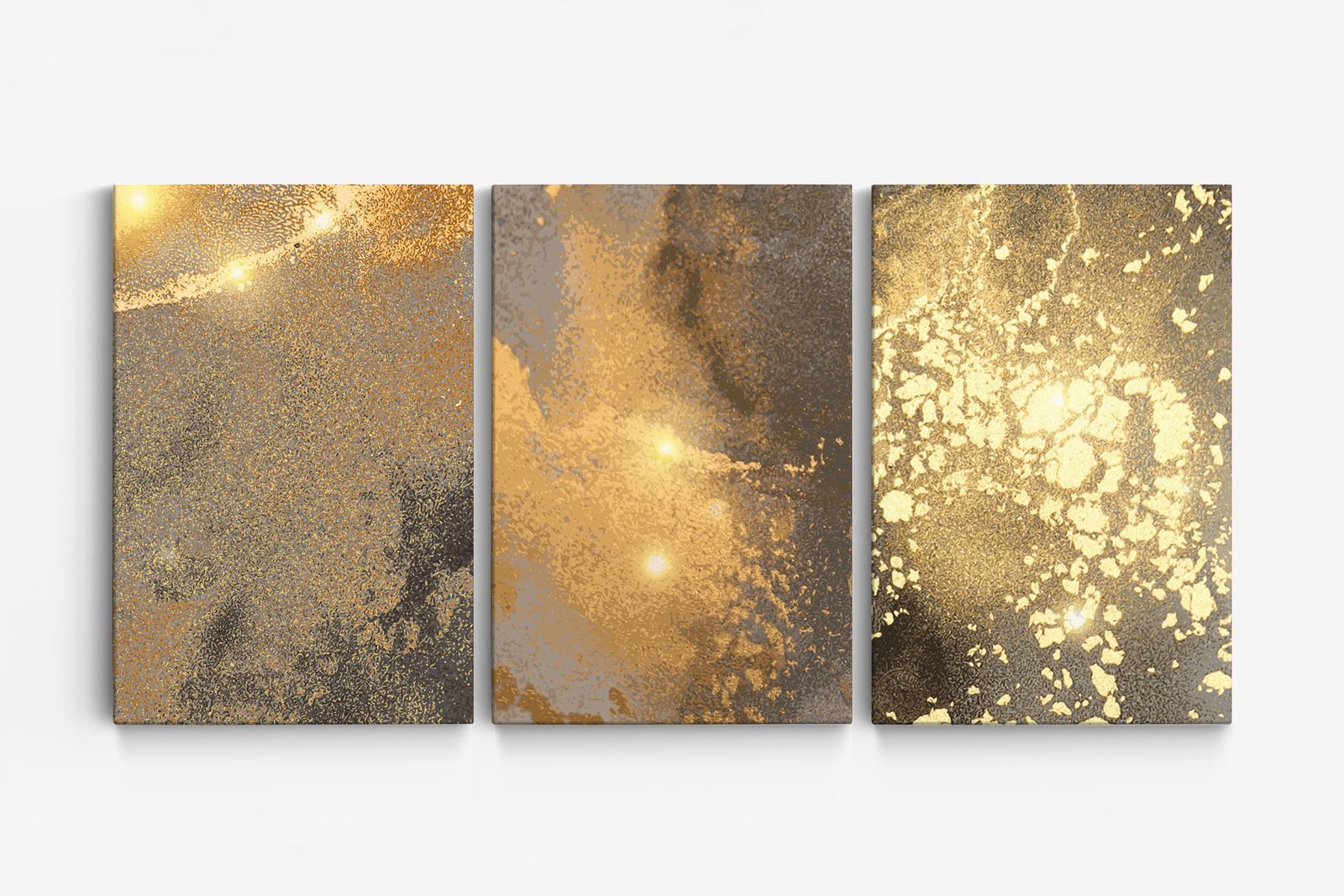 Gouden Abstract Kunst Canvas - Set van 3