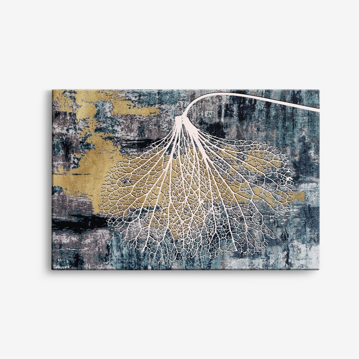 Abstract Gouden Blad Canvas