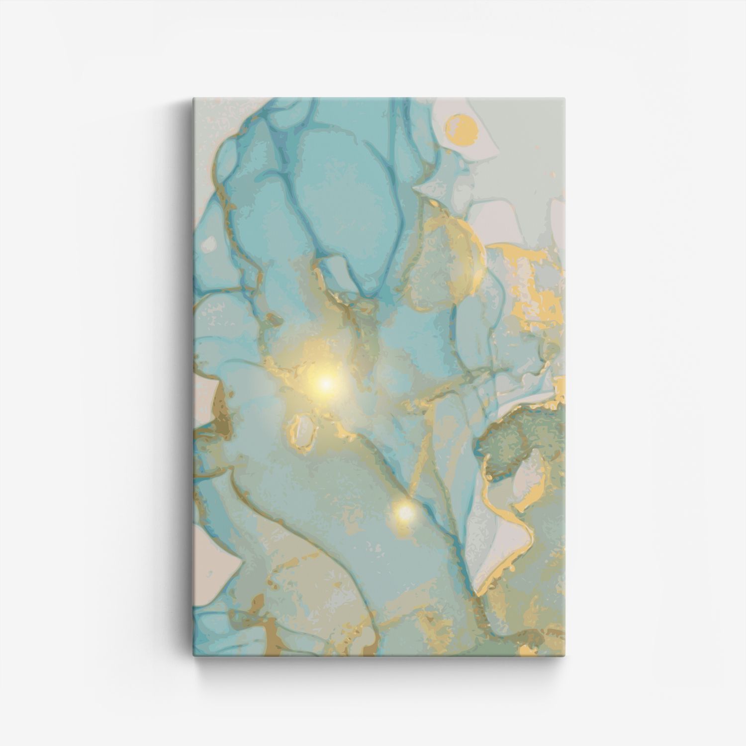 Abstract Blauw en Goud Canvas