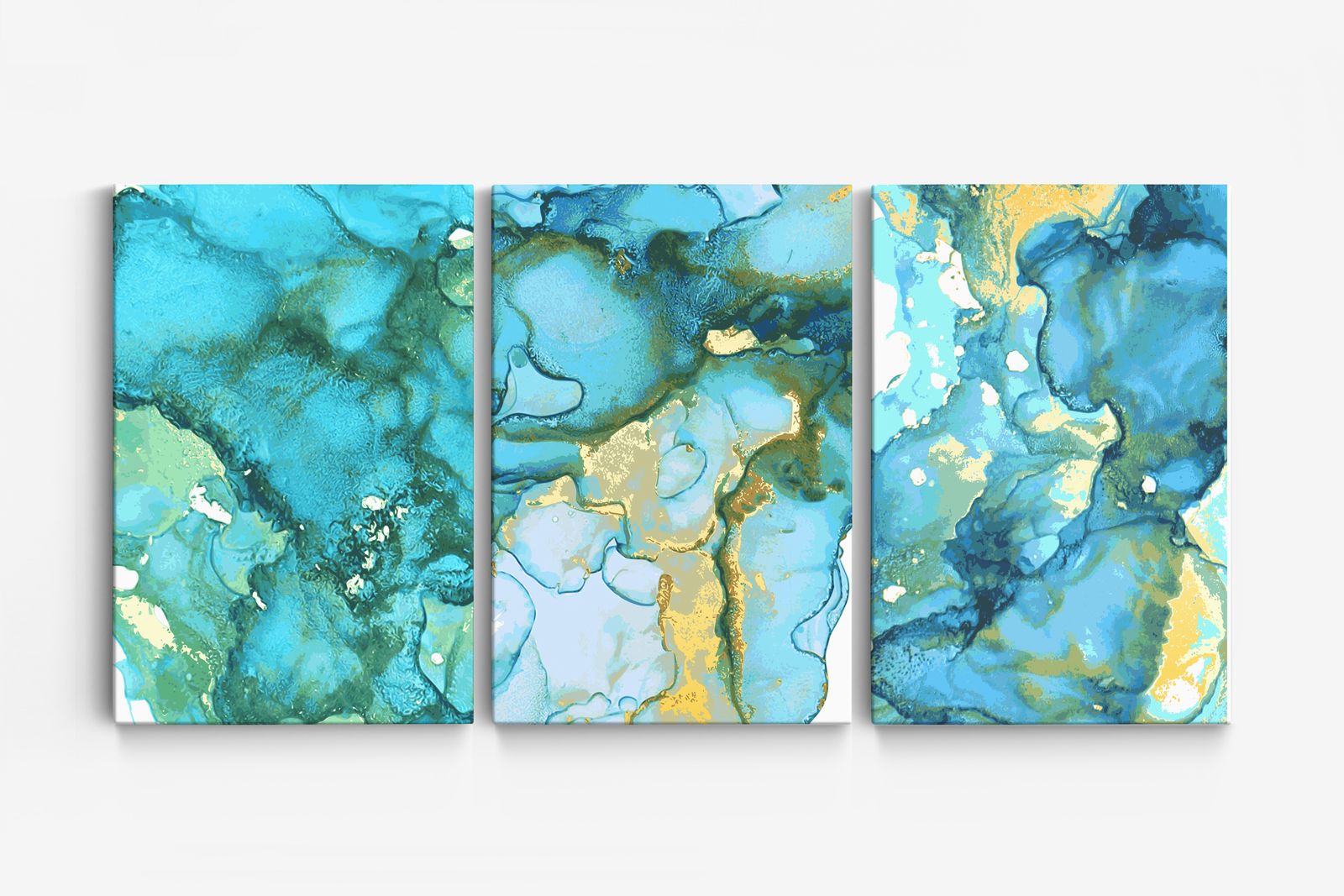 Oceanic Blues Abstract Canvas - Set van 3