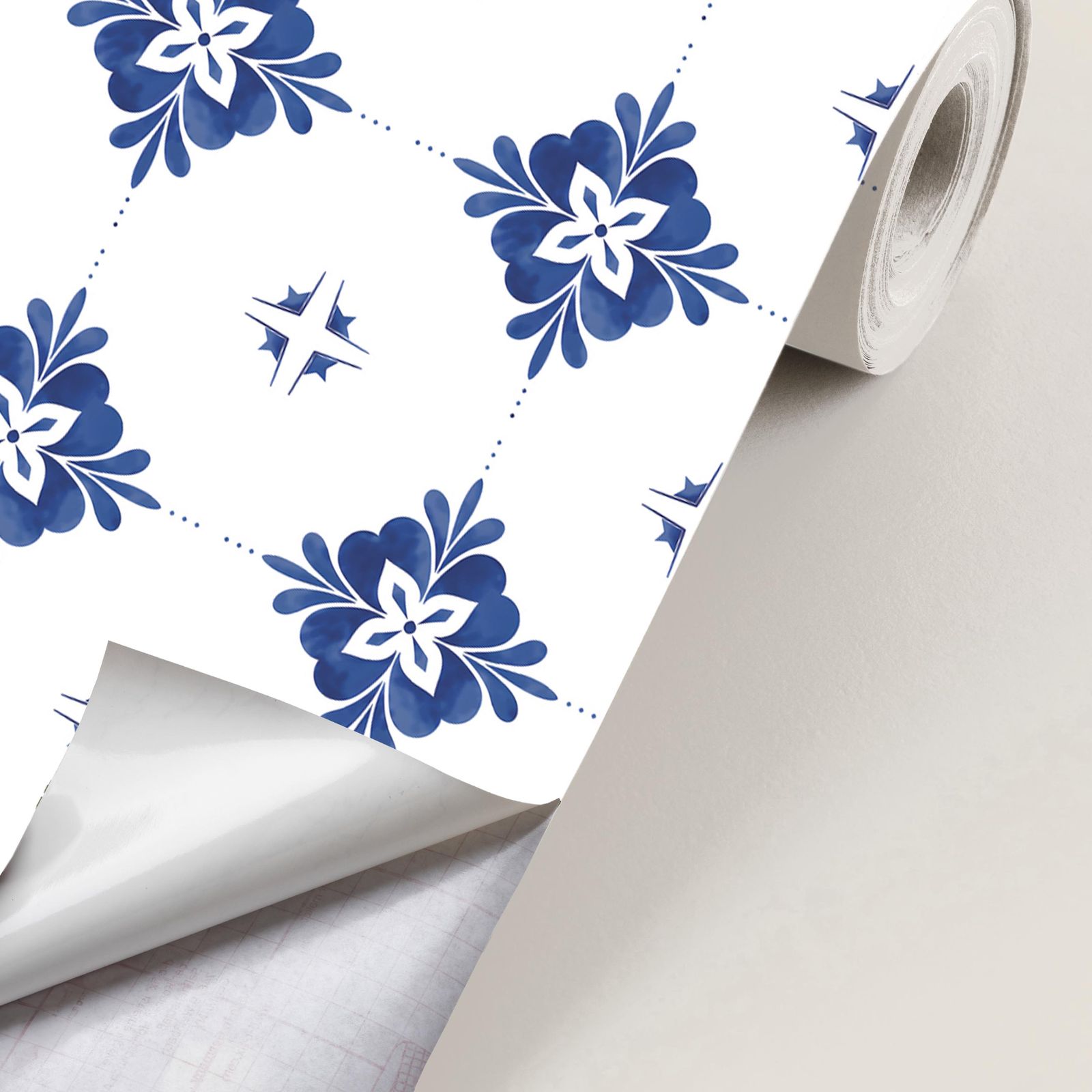 Contactpapier - Blauw Bloemenpatroon / Peel and Stick
