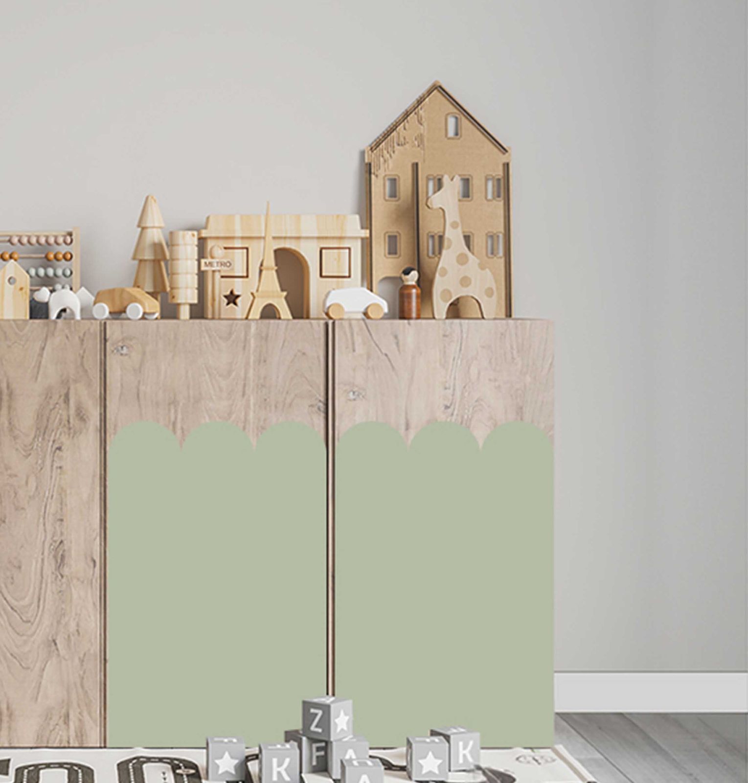 Zelfklevende Sticker – Ivar Kast Decal / Groen Schelpmotief