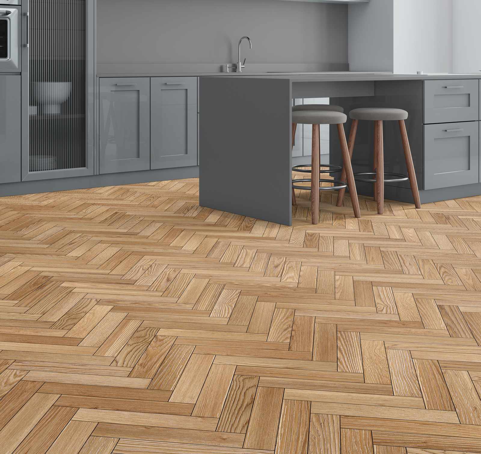 Contactpapier - Hout Visgraatpatroon / Peel and Stick