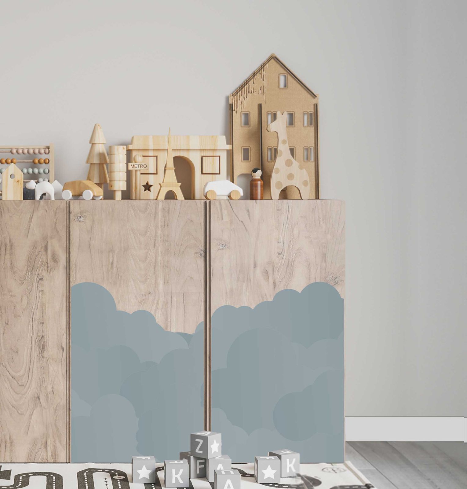 Zelfklevende Sticker – Ivar Kast Sticker / Wolkenpatroon