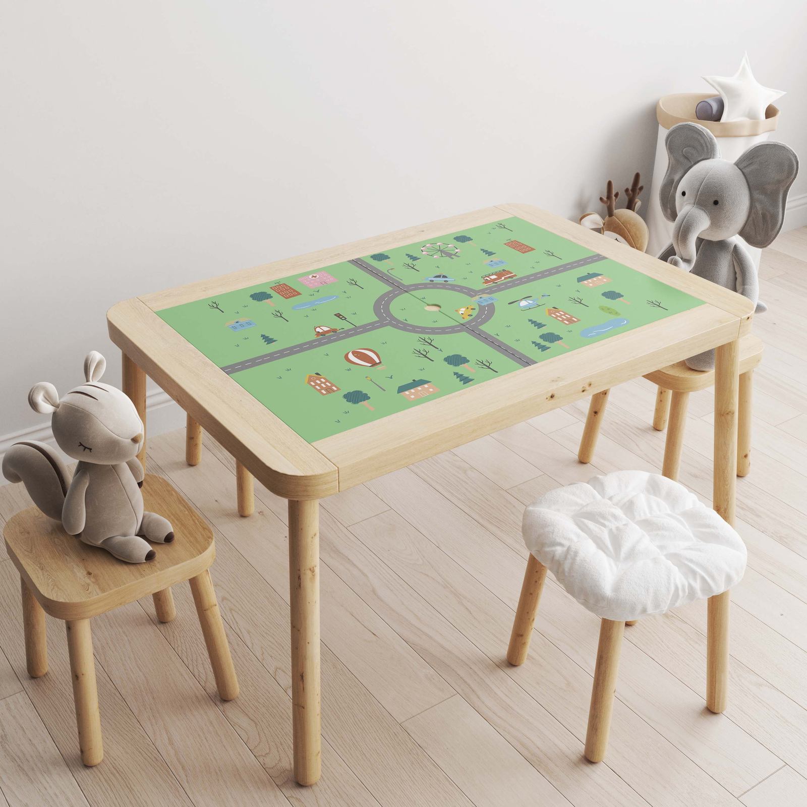 Zelfklevende Sticker – Flisat Tafel Decal / Speelse Wegenkaart