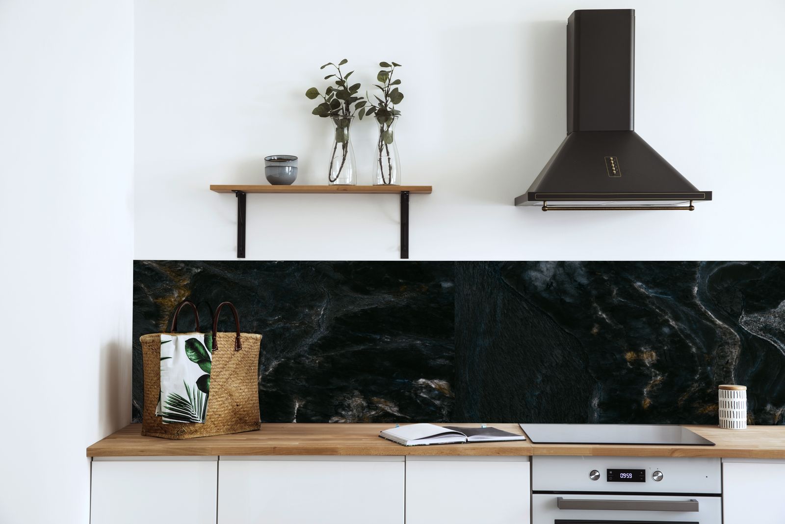 Elegante Zwart Marmeren Contactpapier
