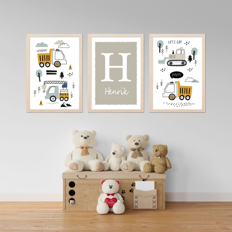 Bouwvoertuigen behang kinderkamer | Ook voordelig fotobehang op maat
