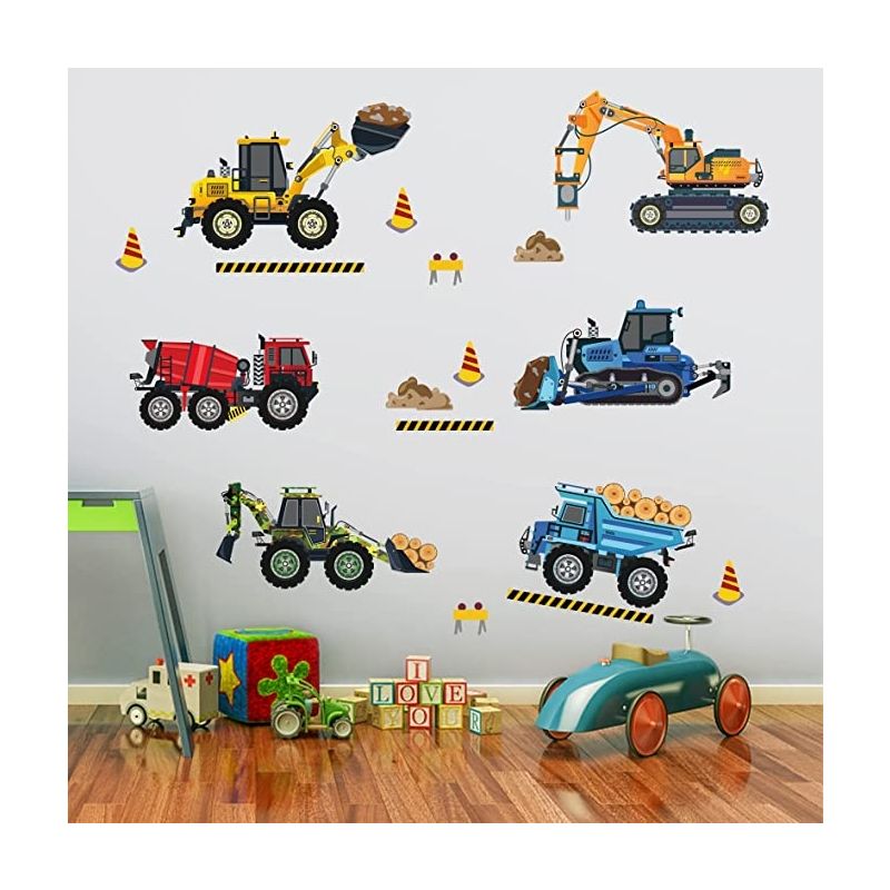 Homemissing Kids Graafmachine Trooster Cover Set voor Jongens Zoon Cartoon Bouw Auto's Decor Beddengoed Set Aquarel Machines Voertuigen Dekbedovertrek Geel Auto Quilt Cover 3 Stks Dubbele