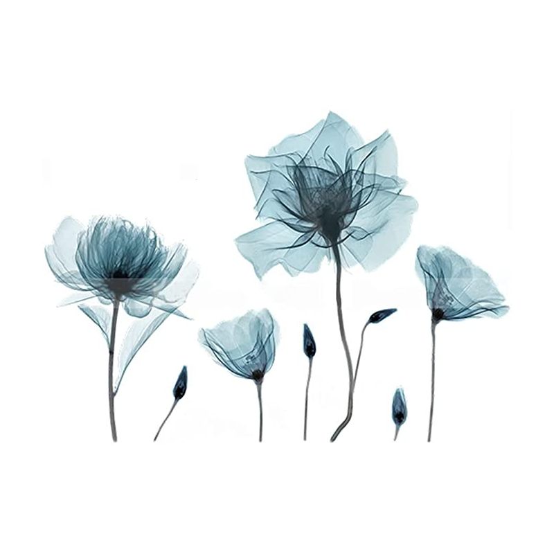 WallClassics - Muursticker Cirkel - Foto Van Een Klein Boeket Met Witte En Blauwe Bloemen 40x40 Cm Foto Op Muursticker