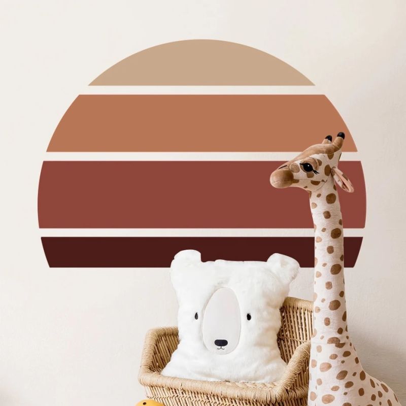 Muursticker zon kinderkamer, boho zonsondergang muursticker, grote beige zon muursticker, zonsopgang in de babykamer - België