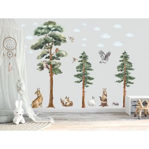 Muursticker - Backwoods Bomen en dieren
