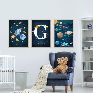 Posters - Raketten en Planeten / Gepersonaliseerd / Set van 3