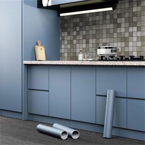 Behang - Enkele kleur zelfklevend / Mat Cyaan Blauw / Schil en plak