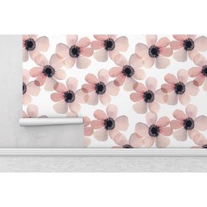 Behang - Zelfklevend / Bloemenpatroon / Roze / Schil en plak