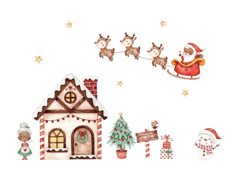 Muursticker - Kerstscène