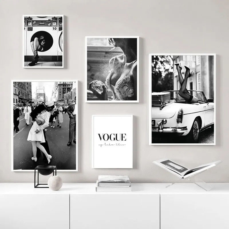 Poster - Zwart-witte modekunst / VOGUE / 02 / Set van 5