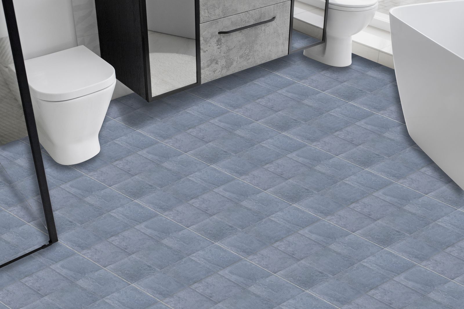 Blauwe gestructureerde vloertegels voor badkamer - 24 st