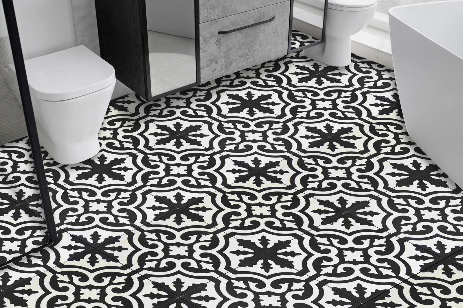 Zwart-Witte Decoratieve Vloertegels - 24 st