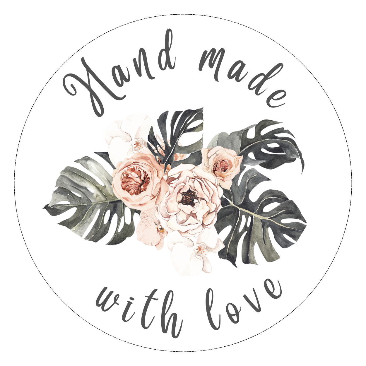 Cirkel Label - Persoonlijke Sticker - Elegante Bloemmotief