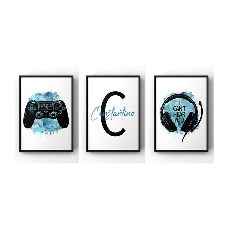 Posters - PS4-controller en hoofdtelefoon / Gepersonaliseerd / Set van 3