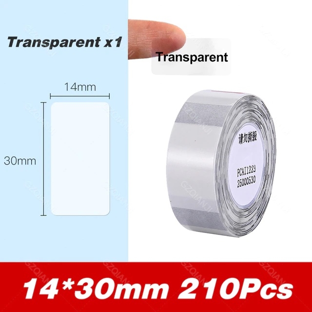 Niimbot Label voor D101/110 / 14 x 30 mm, 210 stuks / Transparant