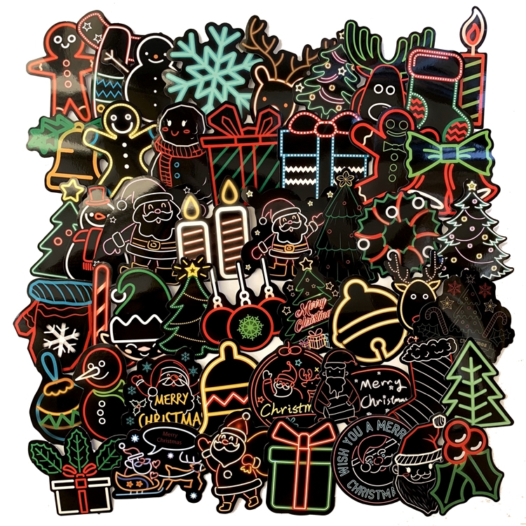 Stickers - Kerstmis / Neon / 50 stuks