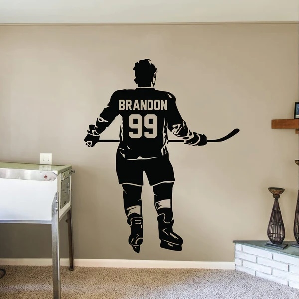 Muurstickers - Hockeyspeler / Gepersonaliseerd / Transparant