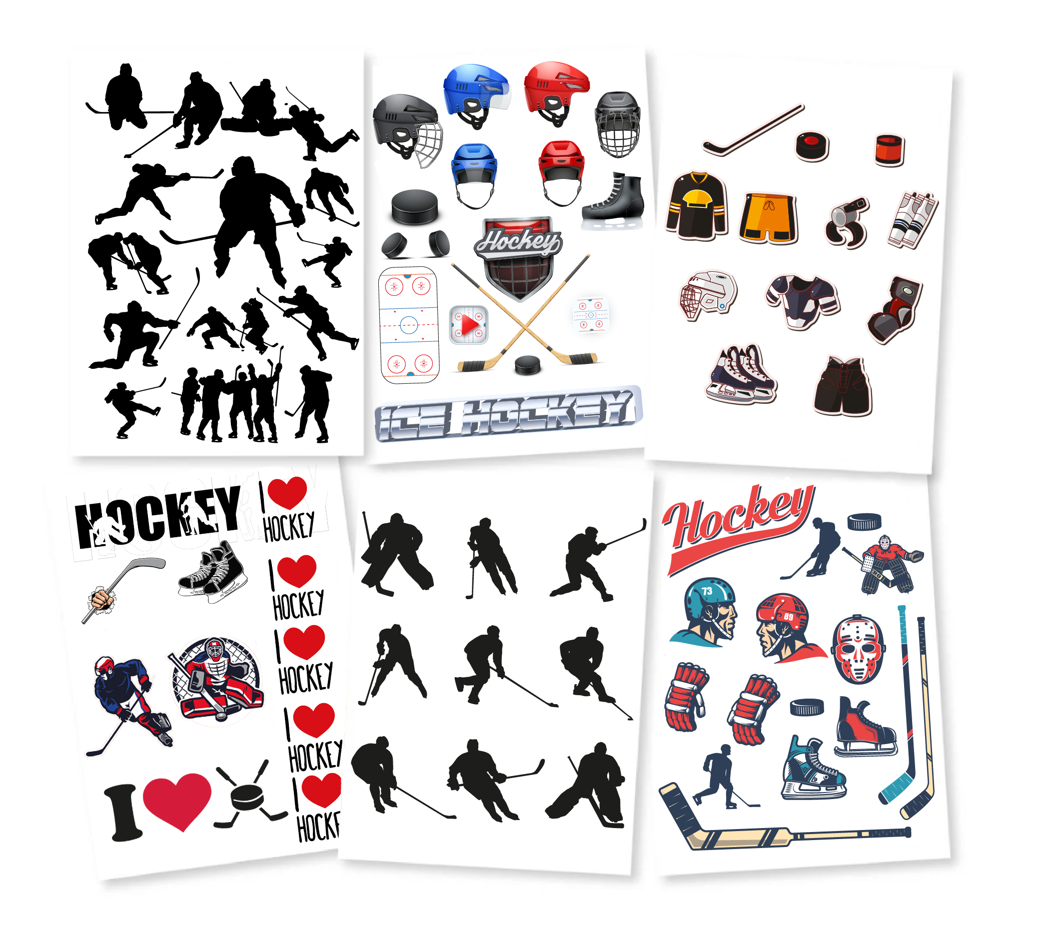 Stickertjes- Hockey / Ice Hockey Gemengd 6 vellen