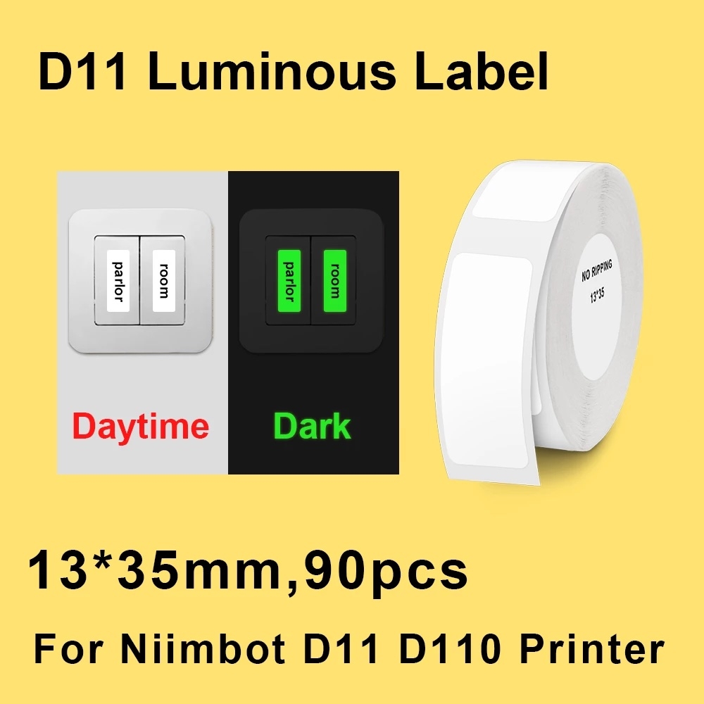 NIIMBOT Thermische Labels Stickers / 13 x 35mm / 90st / Glow in the Dark