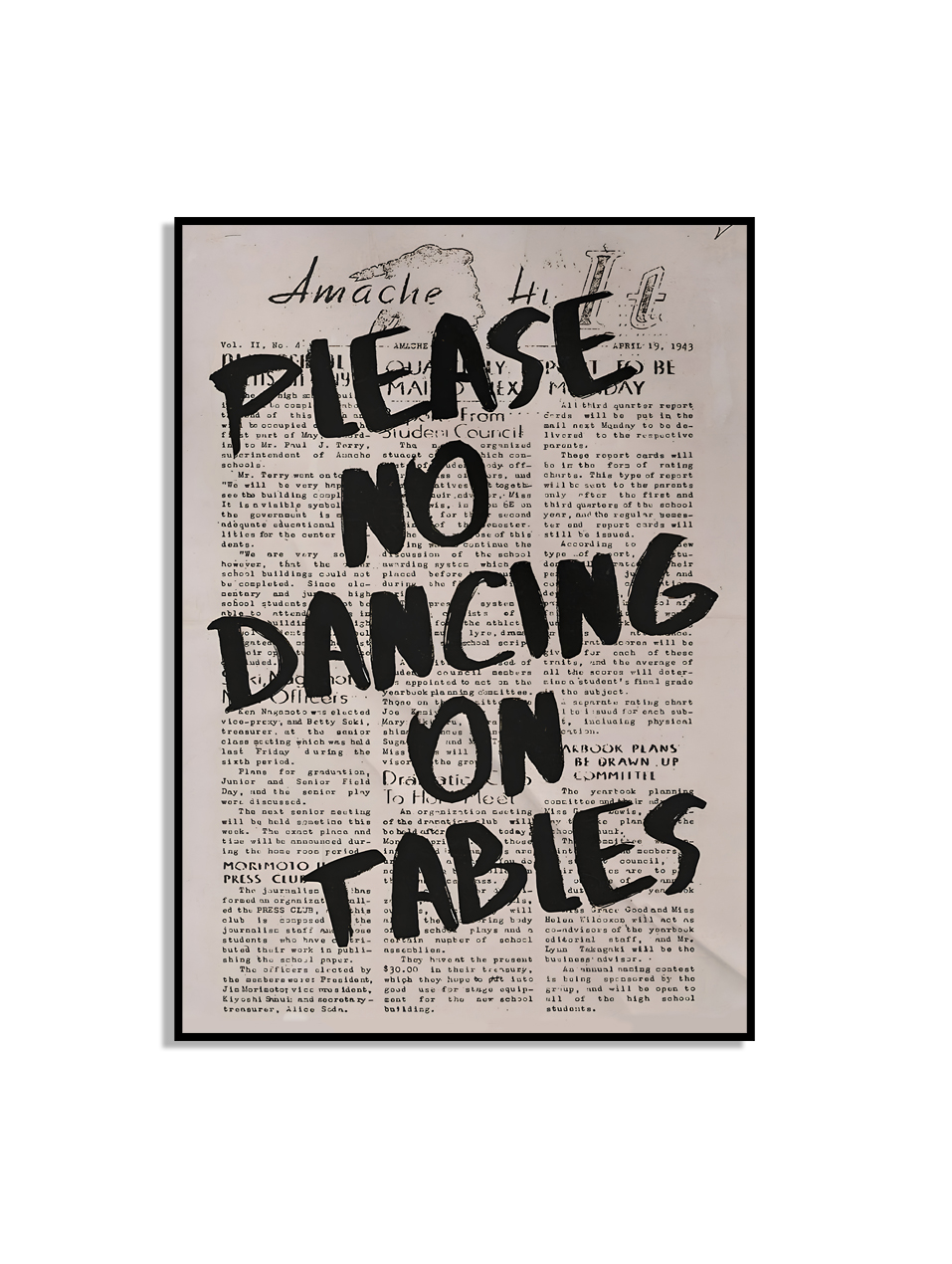 Niet Dansen Op Tafel Poster