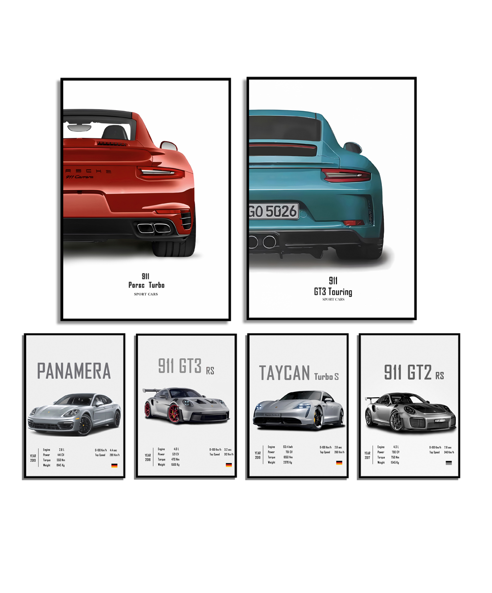 Poster – Porsche-iconen – De ultieme collectie / Set van 6