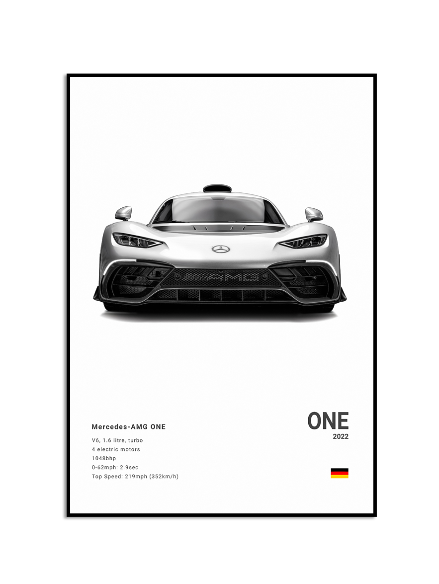 Affiche - Luxe zwart-witte sportwagen / ONE 2022