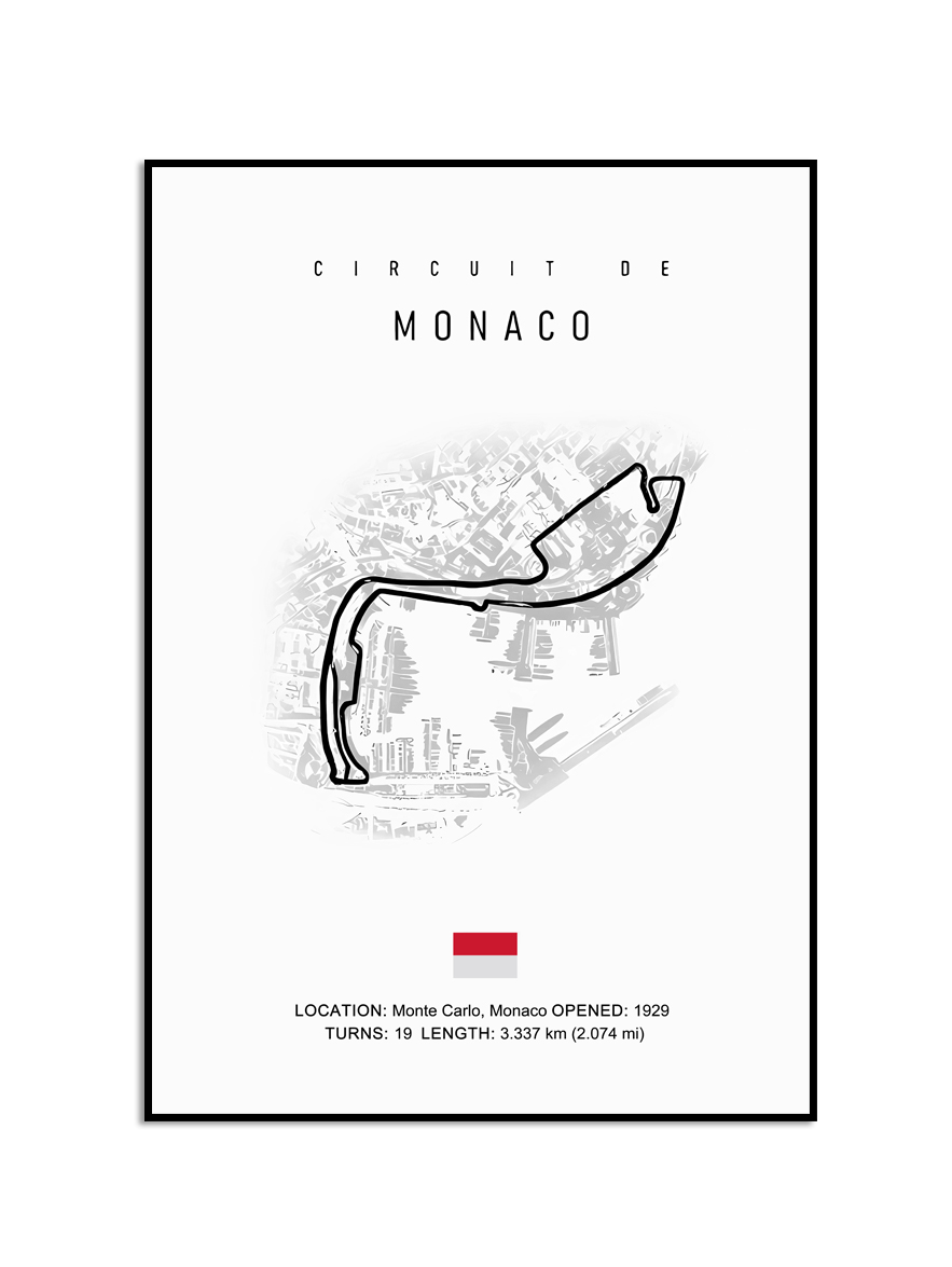 Poster - CIRCUIT DE / MONACO / Wit